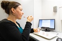 A student working at a desktop computer