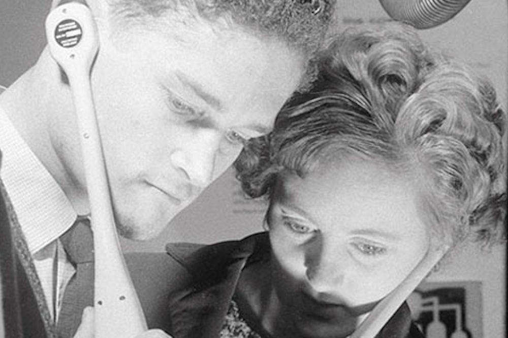 Archive image of couple performing audio research