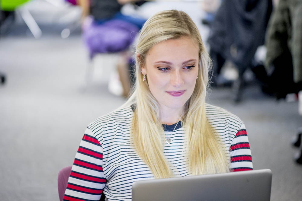 Student working on a laptop