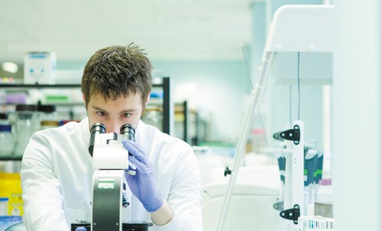 A science student engages in their work